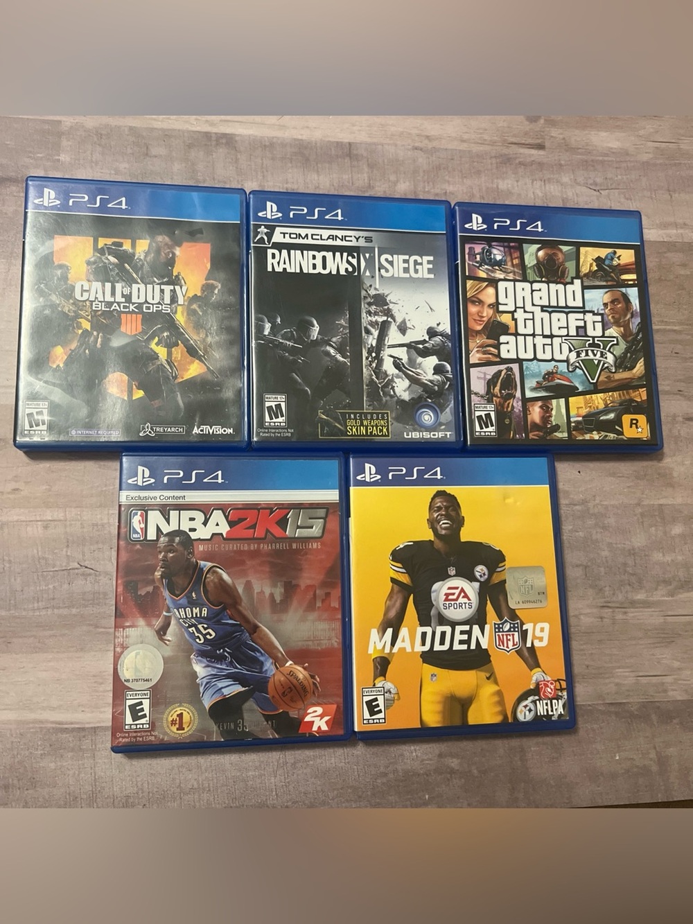 Ps4 Video Games,NBA 2k15,Call Of Duty 2,GTA 5,Madden 19 & Rainbow 6 SIEGE lot